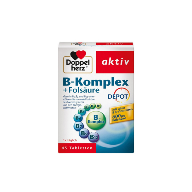 DOPPELHERZ AKTIV B-COMPLEX + FOLNA tablete, 45kom