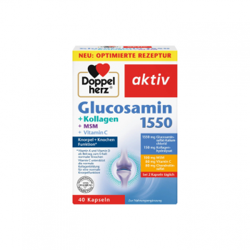 DOPPELHERZ AKTIV GLUKOZAMIN 1550 + KOLAGEN + MSM + VITAMIN C kapsule, 40kom