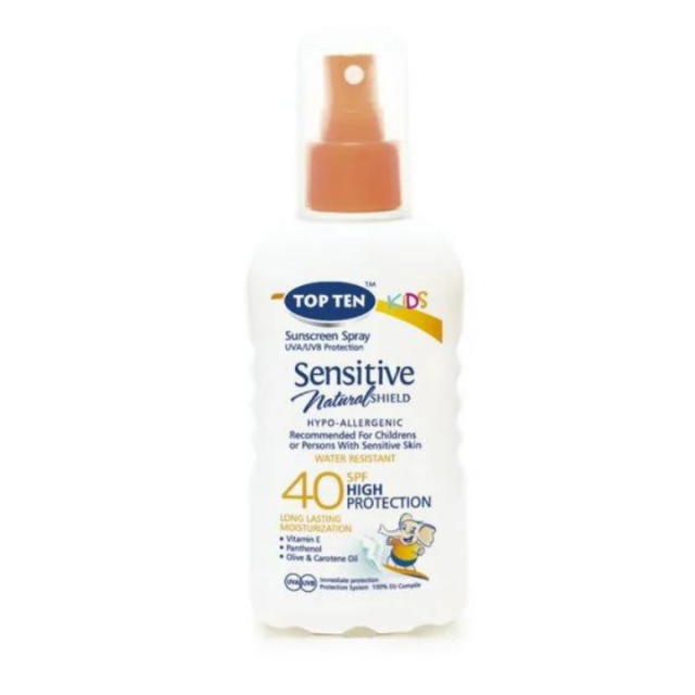 TOP TEN KIDS SENSITIVE losion za sunčanje sprej SPF 40, 180ml TOP TEN KIDS SENSITIVE losion za sunčanje sprej SPF 40, 180ml
