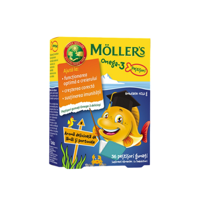 MOLLER'S OMEGA 3 gumene ribice sa ukusom narandže, 36kom MOLLER'S OMEGA 3 gumene ribice sa ukusom narandže, 36kom