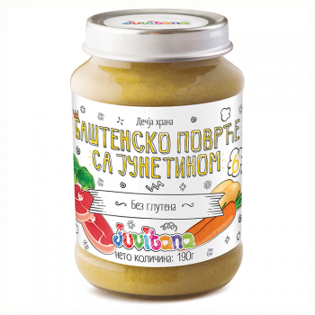 JUVITANA BAŠTENSKO POVRĆE SA JUNETINOM kašica, 190g JUVITANA BAŠTENSKO POVRĆE SA JUNETINOM kašica, 190g
