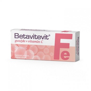 BETAVITEVIT GVOŽĐE SA VITAMINOM C tablete, 30kom  BETAVITEVIT GVOŽĐE SA VITAMINOM C tablete, 30kom