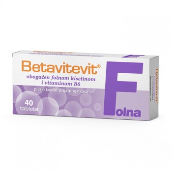 BETAVITEVIT FOLNA KISELINA SA VITAMINOM B6 tablete, 40kom BETAVITEVIT FOLNA KISELINA SA VITAMINOM B6 tablete, 40kom