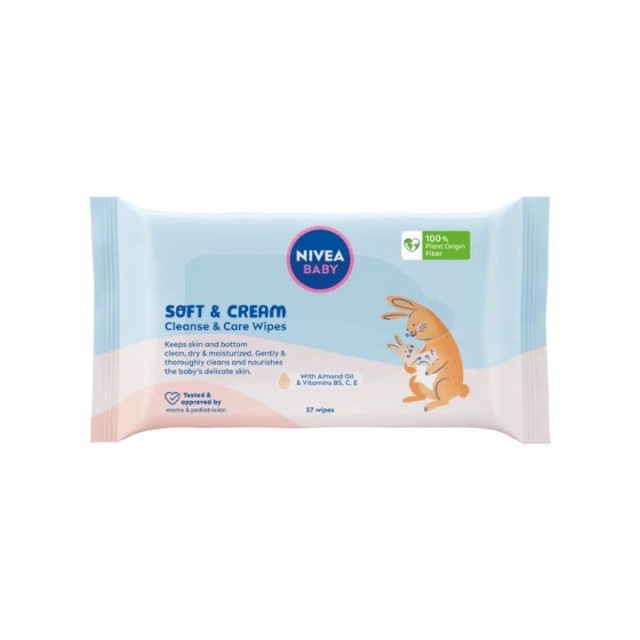 NIVEA BABY SOFT & CREAM vlažne maramice, 57kom NIVEA BABY SOFT & CREAM vlažne maramice, 57kom