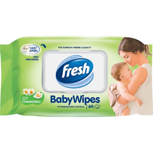 FRESH BABY CAMOMILE vlažne maramice, 64kom FRESH BABY CAMOMILE vlažne maramice, 64kom