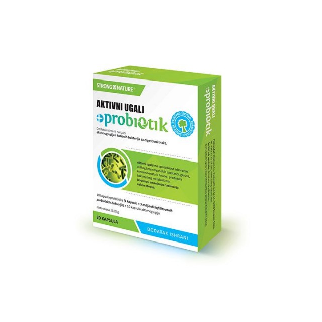 STRONG NATURE AKTIVNI UGALJ + PROBIOTIK kapsule, 10+10kom STRONG NATURE AKTIVNI UGALJ + PROBIOTIK kapsule, 10+10kom