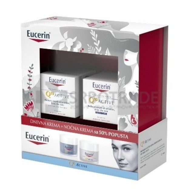 EUCERIN BOX (Q10 ACTIVE dnevna krema za suvu kožu, 50ml + Q10 ACTIVE Noćna krema, 50ml)