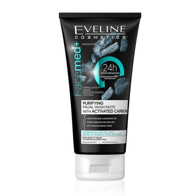EVELINE FACEMED ACTIVATED CARBON pasta za lice, 150ml EVELINE FACEMED ACTIVATED CARBON pasta za lice, 150ml