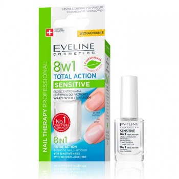 EVELINE 8U1 TOTAL ACTION SENSITIVE lak za nokte, 12ml EVELINE 8U1 TOTAL ACTION SENSITIVE lak za nokte, 12ml