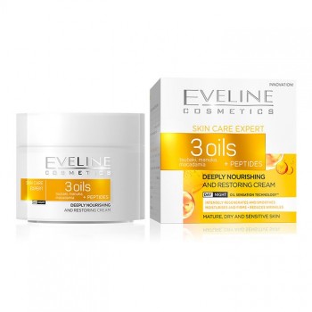 EVELINE 3 OILS + PEPTIDES krema, 50ml EVELINE 3 OILS + PEPTIDES krema, 50ml