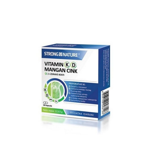 STRONG NATURE VITAMIN K, VITAMIN D, MANGAN, CINK kapsule, 30kom STRONG NATURE VITAMIN K, VITAMIN D, MANGAN, CINK kapsule, 30kom