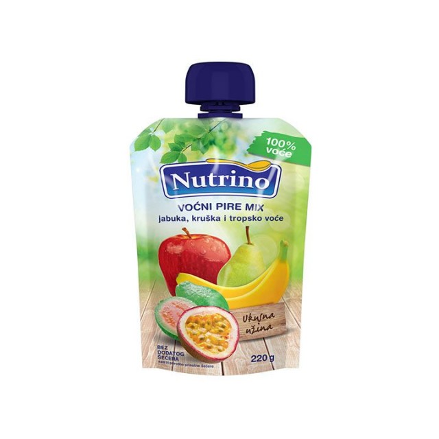 NUTRINO JABUKA + KRUŠKA + TROPSKO VOĆE voćni pire, 220g NUTRINO JABUKA + KRUŠKA + TROPSKO VOĆE voćni pire, 220g