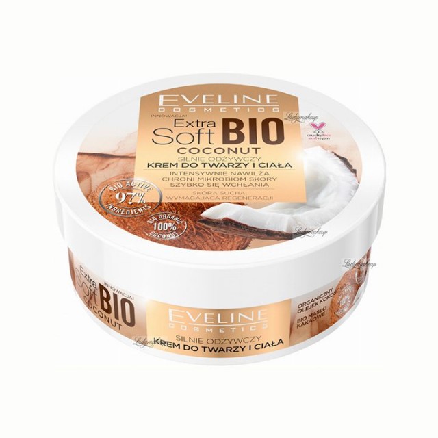 EVELINE EXTRA SOFT COCONUT krema za lice i telo, 175ml EVELINE EXTRA SOFT COCONUT krema za lice i telo, 175ml