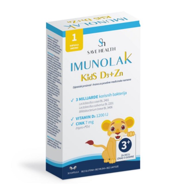 IMUNOLAK KIDS D3 + ZN kapsule, 30kom