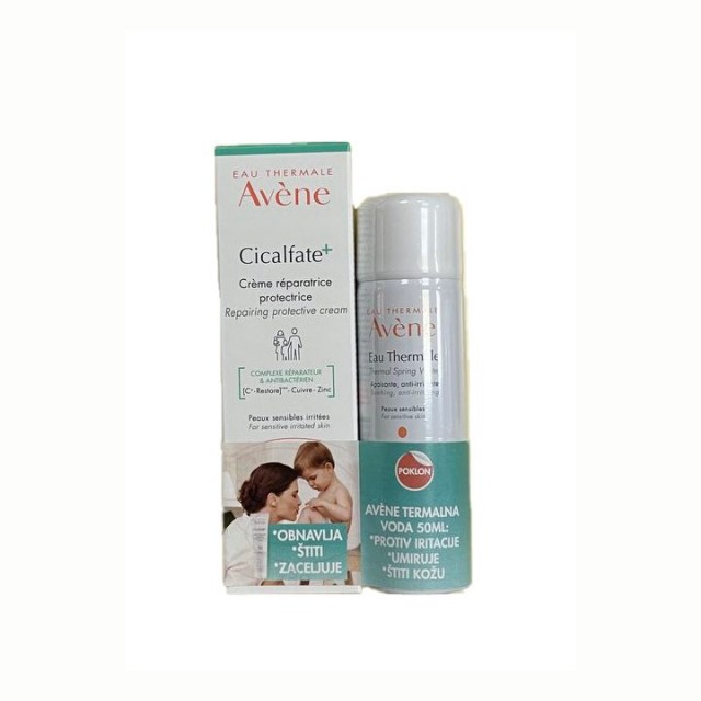 AVENE CICALFATE+ krema, 40ml + AVENE EAU THERMALE termalna voda, 50ml AVENE CICALFATE+ krema, 40ml + AVENE EAU THERMALE termalna voda, 50ml