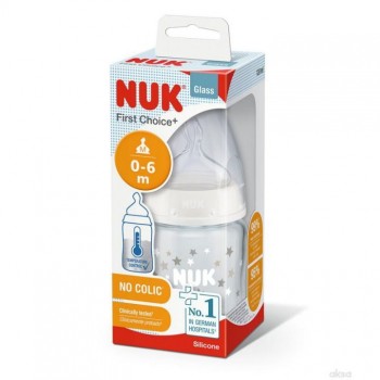 NUK staklena flasica sa indikatorom temperature, 120ml NUK staklena flasica sa indikatorom temperature, 120ml
