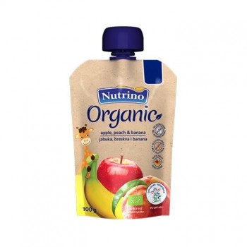 NUTRINO ORGANSKA KAŠICA OD JABUKE, BRESKVE I BANANE, 100g NUTRINO ORGANSKA KAŠICA OD JABUKE, BRESKVE I BANANE, 100g