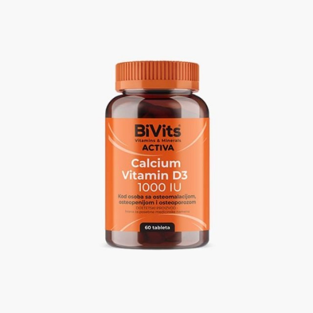 BIVITS ACTIVA CALCIUM + VITAMIN D3 1000IU tablete, 60kom BIVITS ACTIVA CALCIUM + VITAMIN D3 1000IU tablete, 60kom