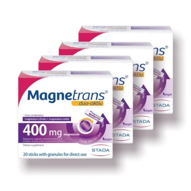 MAGNETRANS DUO-AKTIV 400mg kesice, 20kom, PAKET 4 KUTIJE MAGNETRANS DUO-AKTIV 400mg kesice, 20kom, PAKET 4 KUTIJE
