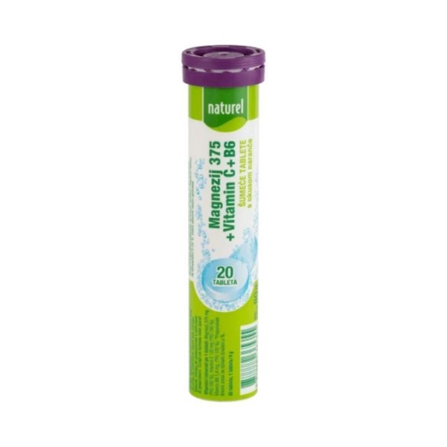 NATUREL Magnezijum 375 + Vitamin C + B6 šumeće tablete, 20kom