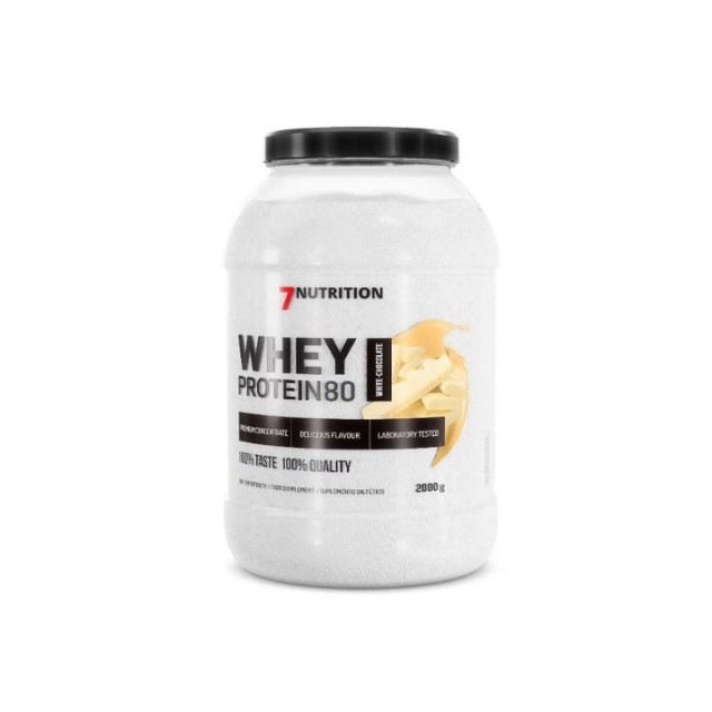 7 NUTRITION WHEY PROTEIN 80 ukus bele čokolade, 2000g