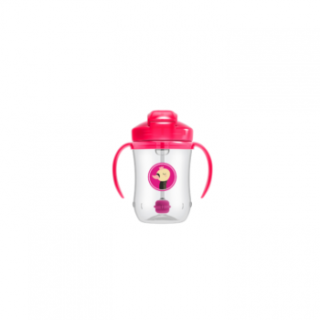 DR BROWNS trening čaša sa slamčicom i ručkama roze boje, 270ml