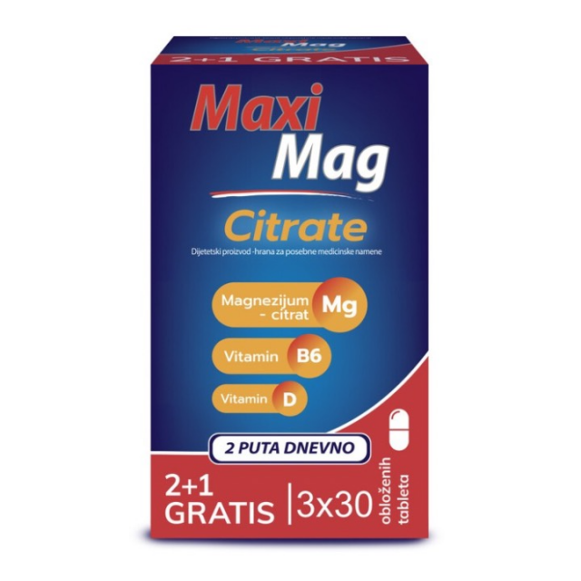 MAXI MAG CITRAT tablete, 30kom PAKET 3 KUTIJE MAXI MAG CITRAT tablete, 30kom PAKET 3 KUTIJE