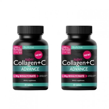 SUPER COLLAGEN  ADVANCE + VITAMIN C + MG-BISGLYCINAT tablete, 60kom PAKET 2 KUTIJE