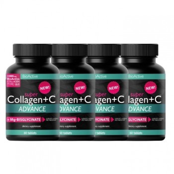 SUPER COLLAGEN  ADVANCE + VITAMIN C + MG-BISGLYCINAT tablete, 60kom PAKET 4 KUTIJE