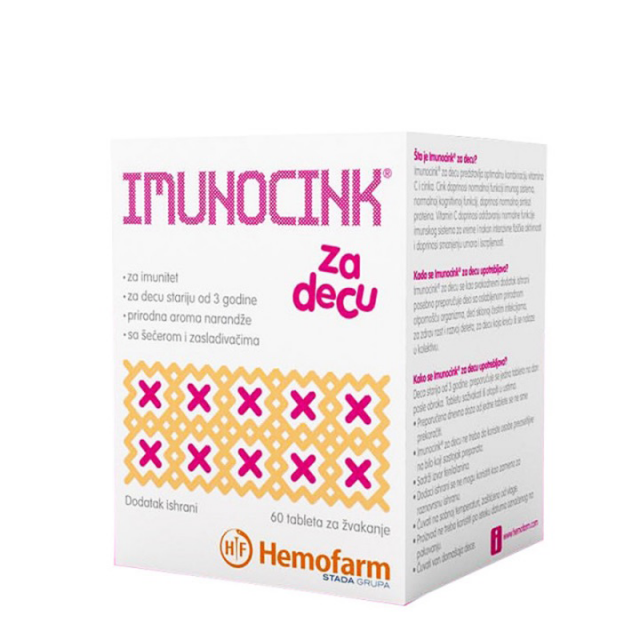 ONE TWO THREE IMUNOCINK ZA DECU tablete za žvakanje, 60kom ONE TWO THREE IMUNOCINK ZA DECU tablete za žvakanje, 60kom
