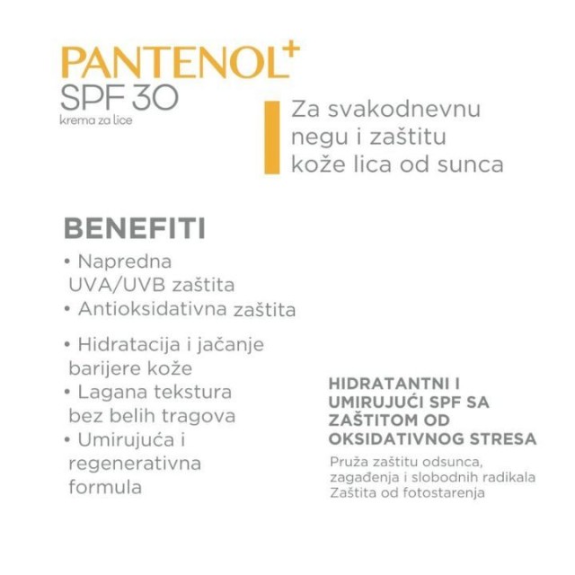 PANTENOL + SPF 30 krema za lice, 50ml PANTENOL + SPF 30 krema za lice, 50ml
