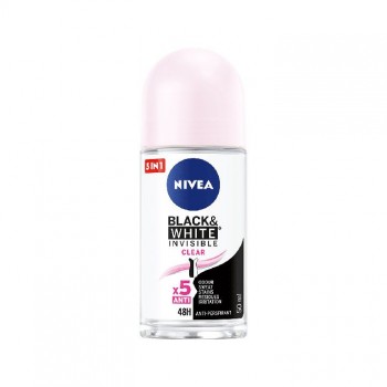NIVEA BLACK & WHITE INVISIBLE CLEAR roll on, 50ml NIVEA BLACK & WHITE INVISIBLE CLEAR roll on, 50ml