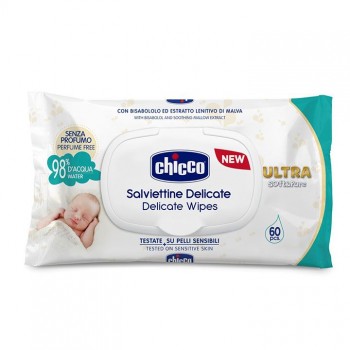 CHICCO DELICATE vlažne maramice, 60kom CHICCO DELICATE vlažne maramice, 60kom