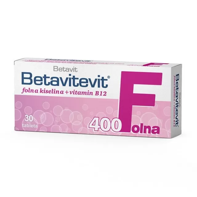 BETAVITEVIT FOLNA KISELINA + VITAMIN B12 tablete, 30kom BETAVITEVIT FOLNA KISELINA + VITAMIN B12 tablete, 30kom