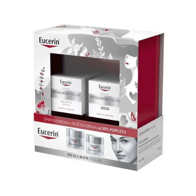 EUCERIN Box (Hyaluron-Filler dnevna krema, 50ml + Hyaluron-Filler noćna krema, 50ml)
