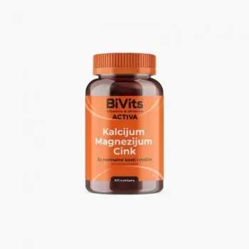 BIVITS ACTIVA KALCIJUM + MAGNEZIJUM + CINK tablete, 60kom BIVITS ACTIVA KALCIJUM + MAGNEZIJUM + CINK tablete, 60kom