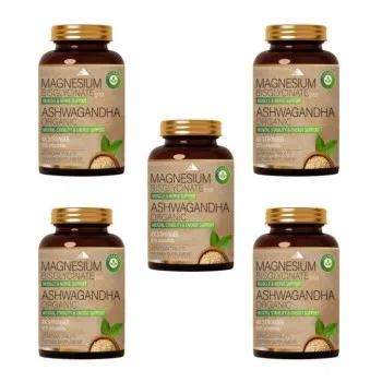 MAGNESIUM BISGLYCINATE PLUS ASHWAGANDHA ORGANIC, 30kom PAKET 5 KUTIJA MAGNESIUM BISGLYCINATE PLUS ASHWAGANDHA ORGANIC, 30kom PAKET 5 KUTIJA
