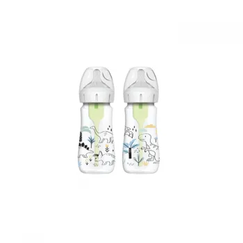 DR BROWNS WIDE NECK OPTIONS+ plastična bočica sa dizajnom dinosaurusa 270ml, 2kom