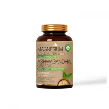 MAGNESIUM BISGLYCINATE PLUS ASHWAGANDHA ORGANIC, 30kom MAGNESIUM BISGLYCINATE PLUS ASHWAGANDHA ORGANIC, 30kom